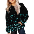thumbnail image 2 of BXUIDJG Chandails en Molleton pour Filles Hauts Imprimés Cœurs Tendance Mignons pour la Saint-Valentin Col Rond Épaules Tombantes Hauts de Vacances Amples avec Poche Chandails en Molleton pour Garçons Enfants Noir-7-8 T, 2 of 5