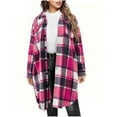 thumbnail image 2 of BODOAO Women's Plus Size Plaid Flannel Shacket Plaid Long Shirts Jacket Tartan Boyfriend Oversized Coat Fall Clothes Fashion Outfits Button Down Long Jacket Coats Shirts with Pockets Hot Pink M, 2 of 8