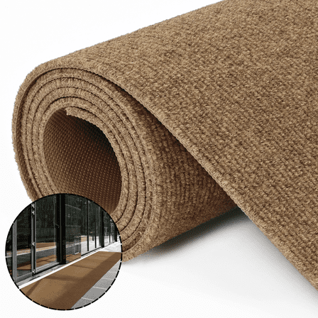 OVYEFR Runner Rug, 3 x 16.4 FT Large Commercial Rugs with Rubber Backing, Indoor Outdoor Carpet Runner, Brown