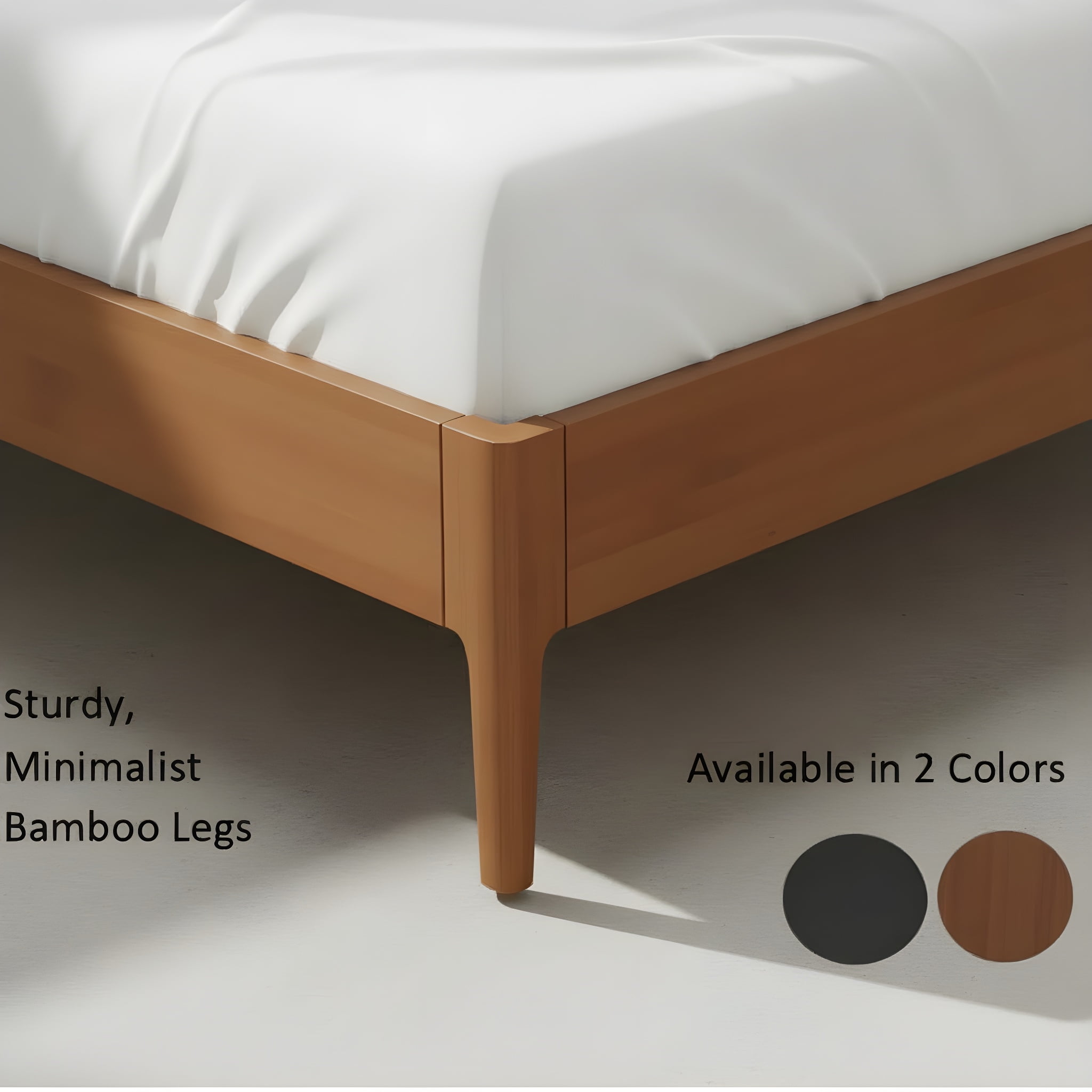 Euroco Bamboo Wood Spindle King Size Platform Bed with Tall Headboard, Bohemian Bed Frame with Wooden Slats and Metal Support, Mid-Century Modern Style, Black