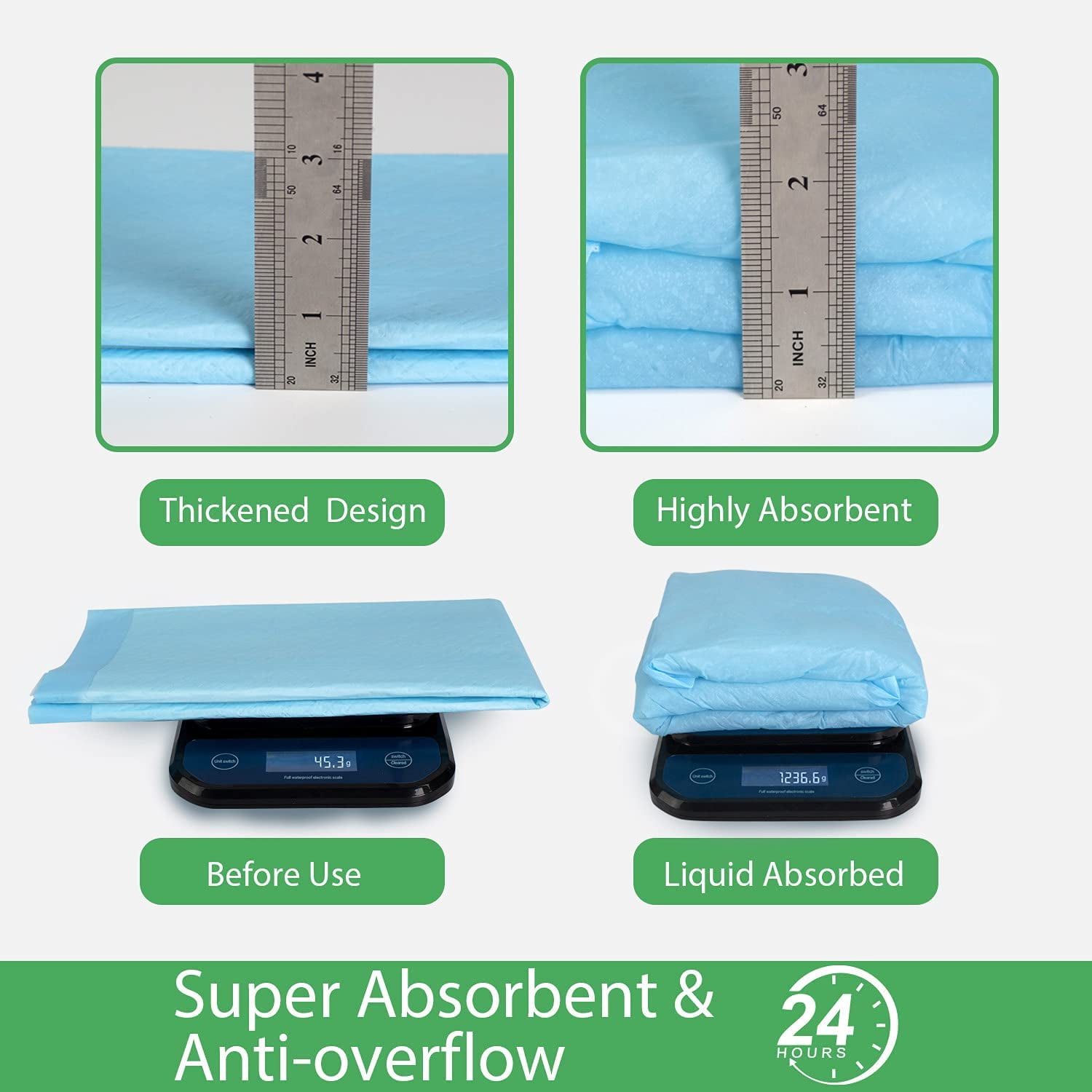 Pet Training and Puppy Pads 24"x24" , Super Absorbent Pee Pads for Dogs, Leak-Proof Dog Potty Training Pads for Puppies, Cats, Rabbits, Disposable Pet Pads for Housetraining