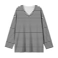 thumbnail image 7 of RongHuan Striped Shirt Womens Plus Size V Neck T-Shirt Loose Fit Long Sleeve Tops Casual Blouses Daily Wear, 7 of 7