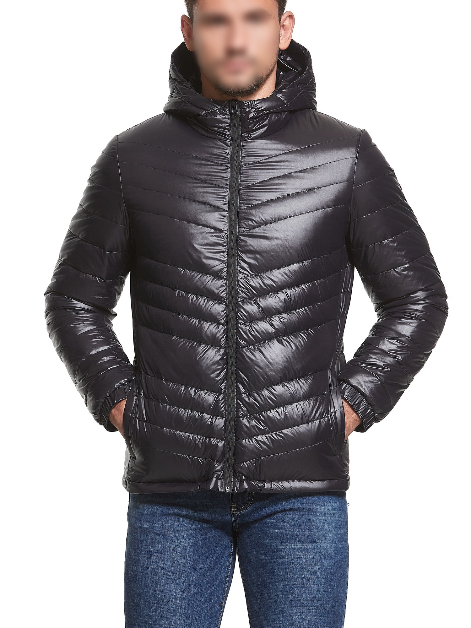 Down Jacket for Men Lightweight Packable Hooded Puffer Jacket Winter