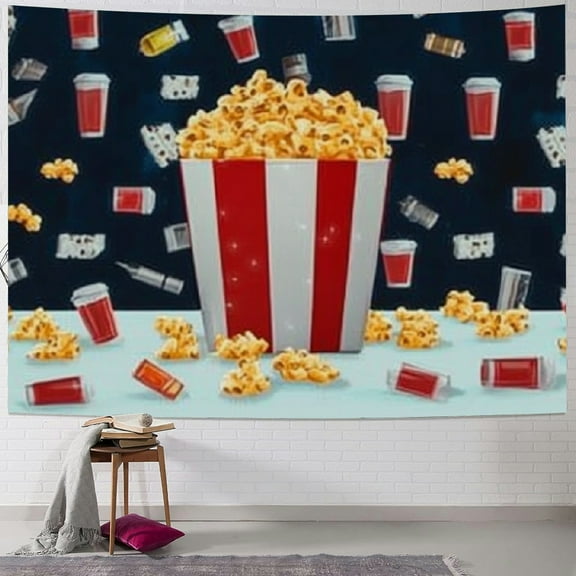 SHERONV Popcorn Soda Movie Tapestry Wall Hanging Unique Style Graphic Tapestries Home Wall Decor Art for Living Room Bedroom Apartment Farmhouse Dorm 40x30inch