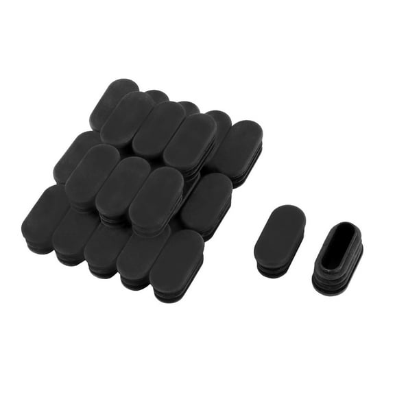 Unique Bargains 24 Pcs Plastic Oval Shape End Cap Cover Pipe Tube Insert Black 16mm x 34mm