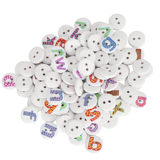 botón costura botones artesanal 200pcs 0.6in Botones de madera mixtos Letras inglesas Pintura Decoración para ropa Artesanía,Botón de madera Botón de costura Botón decorativo Botones de ropa Botón art
