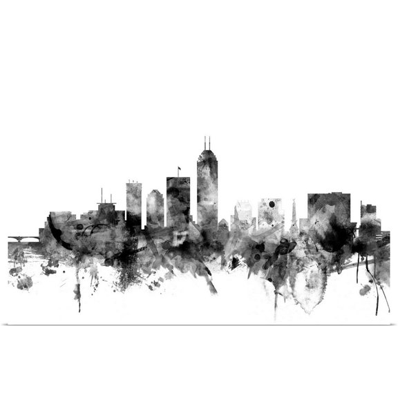 Great BIG Canvas | Rolled Michael Tompsett Poster Print entitled Indianapolis Indiana Skyline