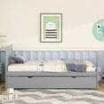 thumbnail image 2 of DreamBuck Twin Bed Frame with Trundle, Wooden Bed Frame with Headboard, Twin Platform Bed with Pull Out Trundle Bed, Modern Design Twin Trundle Bed for Bedroom, No Box Spring Needed, Noise Free, 2 of 9
