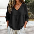 thumbnail image 6 of Womens Floral Babydoll Tops，3/4 Puff Sleeve Pleated Blouse Lightweight Gauze 3/4 Sleeve Blouses Boho Floral Tops Floral Blouses For Women Women'S Print T Shirt Lace 3/4 Sleeve Flowy Tunic 2XL, 6 of 8