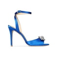 thumbnail image 2 of JEWEL BADGLEY MISCHKA Womens Blue Metallic Medallion Padded Stretch Adjustable Strap Embellished Hayden Round Toe Stiletto Buckle Dress Slingback 6, 2 of 4