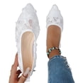 thumbnail image 4 of Miluxas Womens Flats Flower Embroideried Lace Ballet Flats Pointed Toe Comfortable Dress Shoes for Women White 9.5(43), 4 of 8