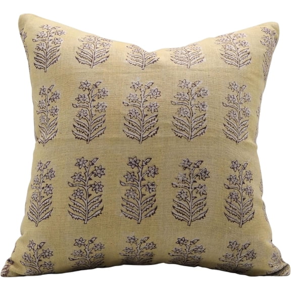 Hand Block Print Pure Linen Pillow Cover By Fabdivine for living room, 12X20, Throw Pillowcase Cushion Cover with Zipper for Sofa, Couch, Home Décor, Outdoor, Farmhouse, Living Room, Inderdhanush