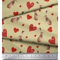 thumbnail image 3 of Soimoi Beige Georgette Viscose Fabric Bunny & Heart Printed Craft Fabric by the Yard 42 Inch Wide, 3 of 3