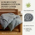 thumbnail image 4 of BedVoyage Queen Size Duvet Cover, Lightweight Soft and Breathable, Button Closure & Inside Corner Ties, 90x94, Viscose Derived from Bamboo & Cotton Blend, All Season Comforter Cover, Queen - Silver, 4 of 8