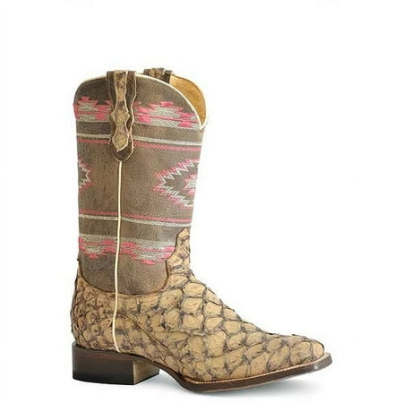 

Women s Roper Big Fish Aztec Pirarucu Boots Handcrafted Tan