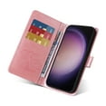 thumbnail image 6 of Compatible with Samsung Galaxy S22 Ultra Wallet Case with Card Holder & Cash Slot [RFID Blocking],Wallet Wristlet Pressed Butterfly Flower PU Leather Magnetic Flip Folio Cover for Women Men,Pink, 6 of 9