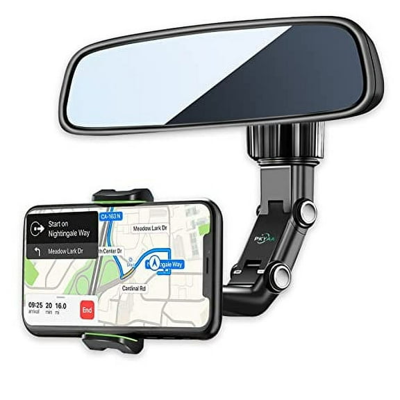 PKYAA 360 Degree Rotating Rearview Mirror Smartphones Car Mount