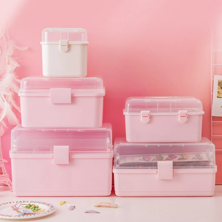 Goodma 12 Pieces Mini Rectangular Plastic Boxes Empty Storage Organizer  Containers with Hinged Lids for Small Items and Other Craft Projects (Pink,  3.3 x 2.2 x 1 inch) Pink 3.3 x 2.2 x 1 inch