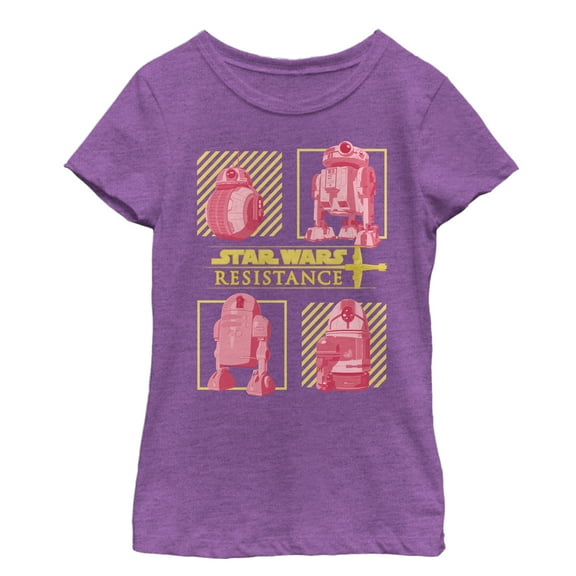 Girl's Star Wars Resistance Droid Square  Graphic Tee Purple Berry X Large