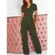 thumbnail image 4 of Mameluco, Mono De Mujer Pierna Ancha Cintura Alta Casual Cuello En V Para Verano ANGGREK Verde M, 4 of 5