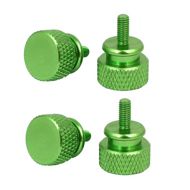 Computer PC Case Aluminum Alloy Knurled Thumb Screws Green M3x7mm 4pcs