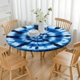 thumbnail image 3 of Blue White Tie Dye Spiral Pattern Round Fitted Tablecloth with Elastic Edge,Dining Table Cover Waterproof,Outdoor Round Tablecloth for Camping,Dining,Indoor and Outdoor, 3 of 7