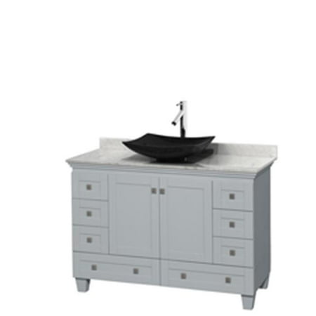 Absolute Black Granite Countertops - 48 in. Single Bathroom Vanity In Oyster Gray, White Carrera Marble Countertop, Arista Black Granite Sink