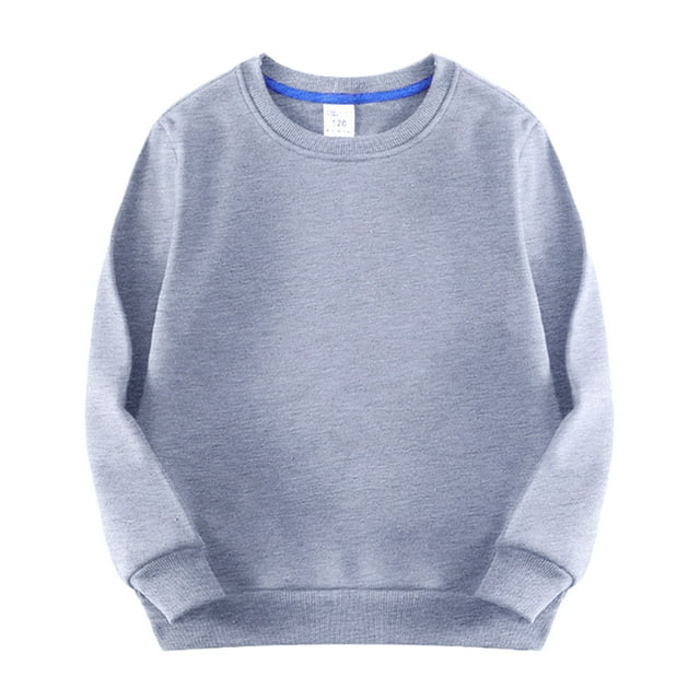 PMVFHDE Chandail à Col Rond pour Garçons Tout-Petits Enfants Bébés Garçons Filles Chandail à Col Rond Épais Doublé Chandail pour Enfants Uni Bébés Hauts Colorés Manteau Gris 100