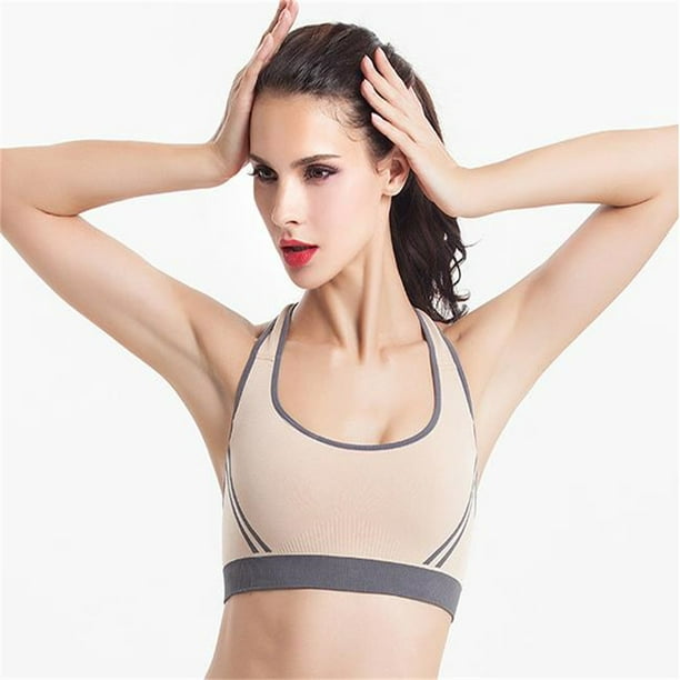 Women Nylon Sports Bra Cross Back Shockproof Yoga Gym Bra Contrasting Color  Design Underwear Activewear For Yoga Gym Workout Fitness 