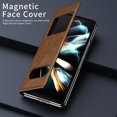 thumbnail image 5 of MonsDirect for 7.6 inch Samsung Galaxy Z Fold 2 5G 2020 Case, Nappa Leather with Flip Folding Magnetic Face Cover, Window Design with Hidden Kickstand Full Protective for Galaxy Z Fold 2, Nappa Brown, 5 of 7