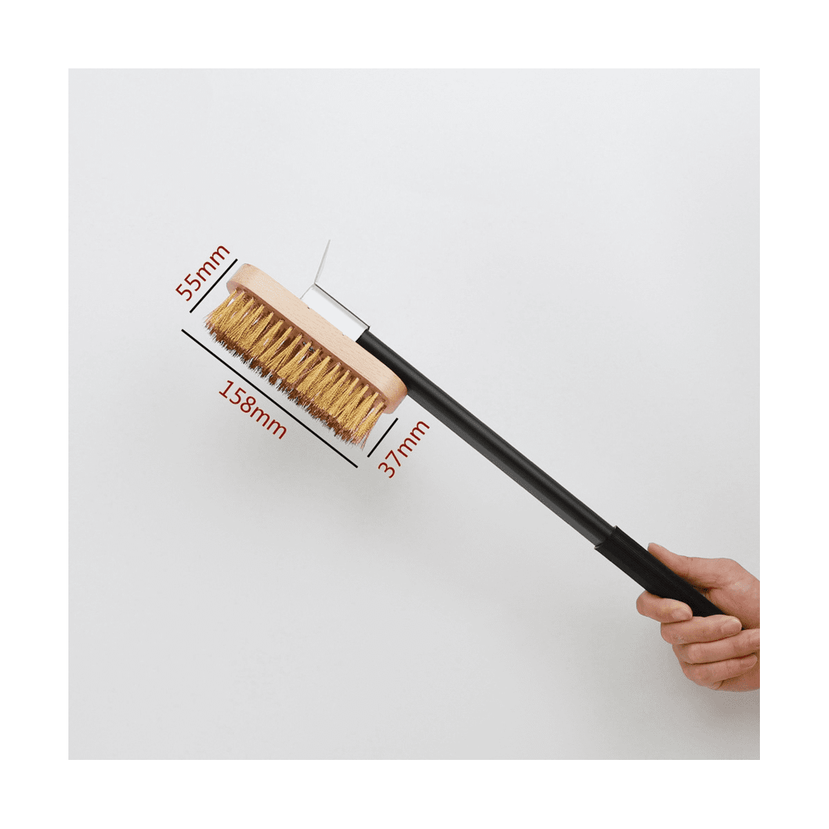 2X Pizza Oven Copper Brush Bristle Brass Scraper Household Grill Cleaning Oven Brush with 80cm Aluminium Handle,2 x Pizza Oven Copper Brush,Black