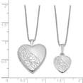 thumbnail image 3 of 925 Sterling Silver Back Swirl Mother 18 Inch Locket Daughter 14 Pendant Necklace Set Charm, 3 of 7