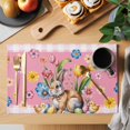 thumbnail image 2 of Pink Easter Bunny Placemats Set of 6 Spring Tulip Floral Easter Eggs Plaid Place Mats Indoor Wipeable Table Mats Washable Cloth Dining Table Placemats for Kitchen Holiday Party Home Decor 13x19 Inch, 2 of 9