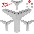 thumbnail image 2 of Seimneire 4 patas de muebles de 6 pulgadas, patas de sofá de estilo moderno, patas triangulares de metal cromado pulido para mesa, armario, sofá, silla, 2 of 5