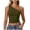 Army Green, variant on Women's One Shoulder Tank Tops Sleeveless Slim Fit Cropped Tee Shirt Double Lined Y2k Tops