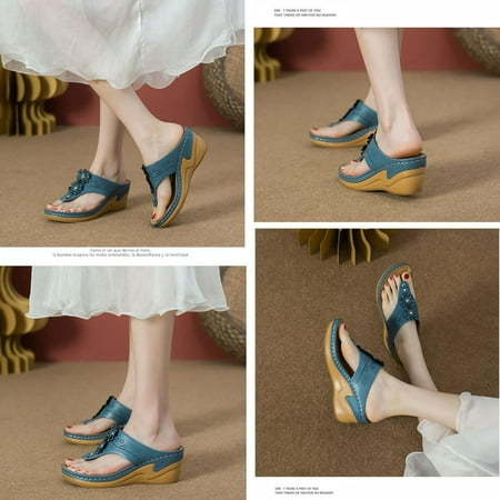 

2024 Sandals for Women Wedge Sandals for Women Comfortable Flip Flops Summer Casual Wedge Sandals Shoes Bohemian Wedge Open Toe Casual Comfortable Walking Beach Sandals Lady Shoes