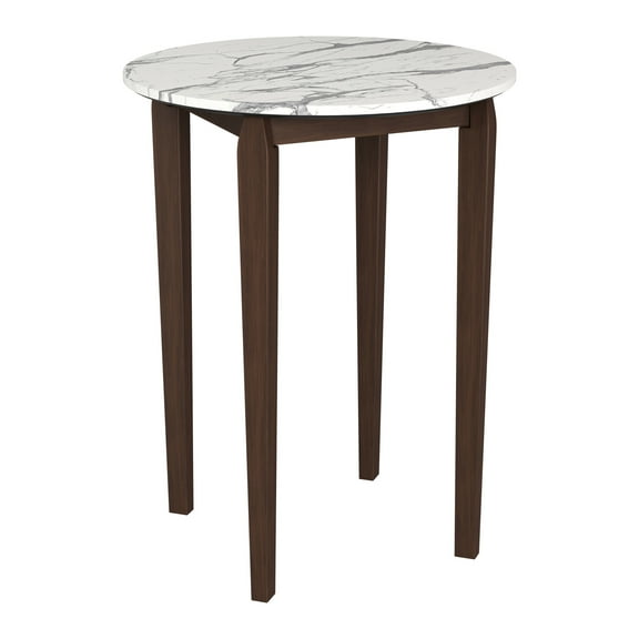 Vernon Bar Table White Bar Table, Modern Style, Faux Marble HPL Stone round shape tabletop, Rubberwood, Indoor Bar