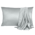 thumbnail image 1 of Soft Silky Satin Pillowcases for Hair Skin 2PCS Pillow Case King, Light Gray, 1 of 9
