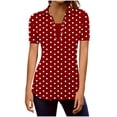 thumbnail image 2 of Mifsaly Womens Collared V Neck Short Sleeve Tops Summer Casual Polka Dot Print Shirts Slim Fit Work Office Blouse 2026 M, 2 of 5