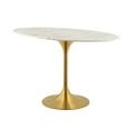 thumbnail image 3 of Modern Deco Contemporary Urban Design Kitchen Dining Room Dining Table, Metal Steel Artificial Marble, Gold White, 3 of 4