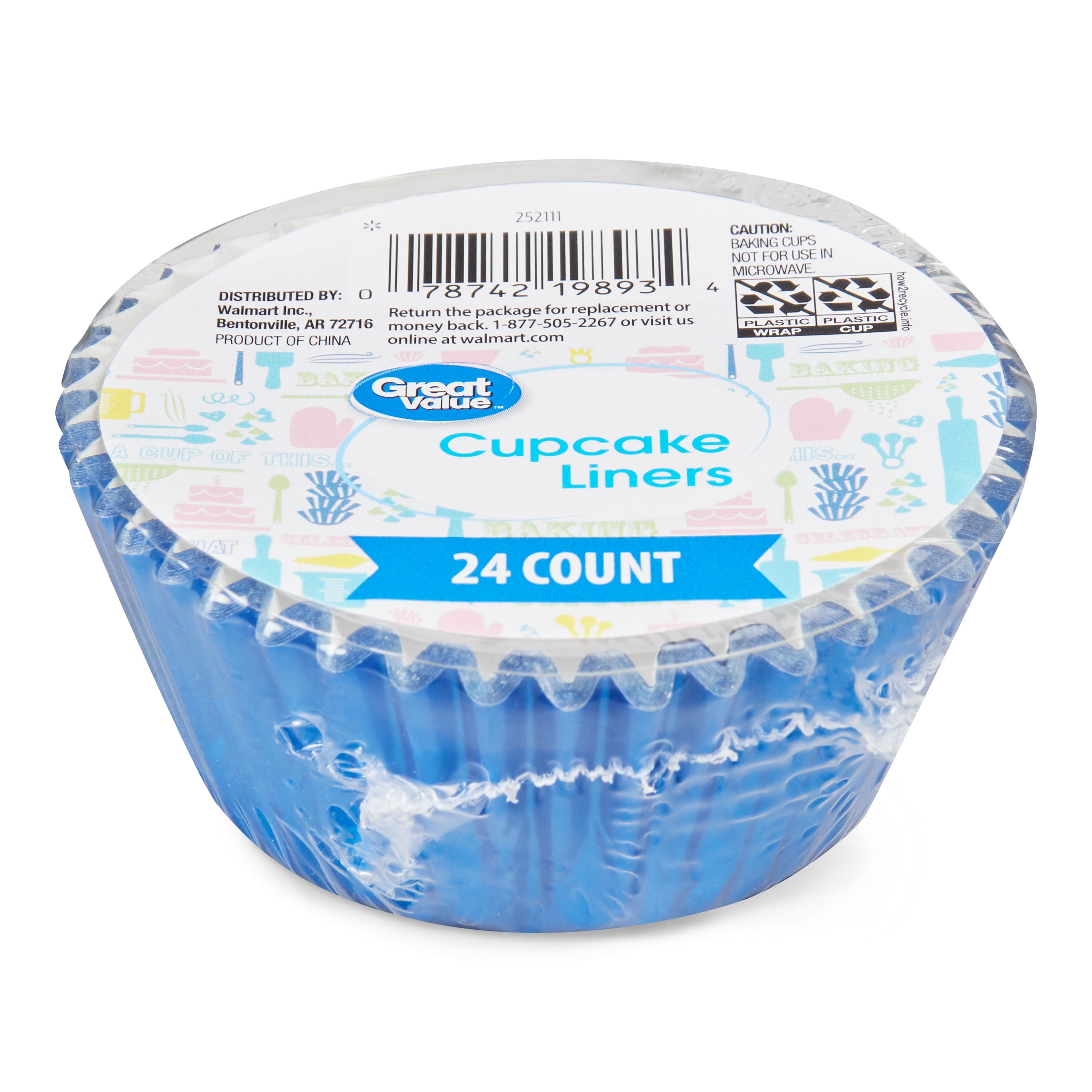 Great Value Cupcake Liners, Metallic Blue, 24 Count