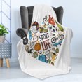 thumbnail image 4 of Sports Soft Flannel Fleece Throw Blanket, Heart with Sports Swimming Skating Muscle Lifestyle Healthy Living, Cozy Plush for Indoor and Outdoor Use, 60" x 80", Multicolor, by Ambesonne, 4 of 5