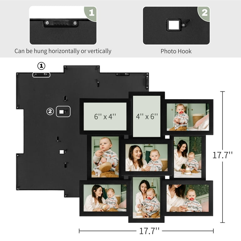 Hello Laura - 8 Photo Collage Frame for Wall 4x6 Picture Frame Collage with  Tree Decor Collage Picture Frames for Wall Family Photo Frames for Home