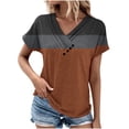 thumbnail image 1 of Timegard Tops for Women Color Block Button Short Sleeve T Shirts Causal Fashion Dressy Blouses, 1 of 6