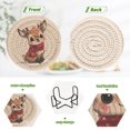 thumbnail image 4 of 6 Coil Coasters 3.94x3.94x0.24 Inch Water Coasters Drink Coasters with Cup Holders Absorbent Coasters Heat Resistant for Bar Protection Cute Yellow Christmas Deer, 4 of 7