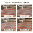 thumbnail image 7 of ODIKA 9'x12' Washable Area Rug Low Pile, Flatwoven, Boho Vintage Farmhouse Stripe Faded Border Kilim Navy Distressed Playful for Great Room, Indoor Concept, Large Living, 7 of 7