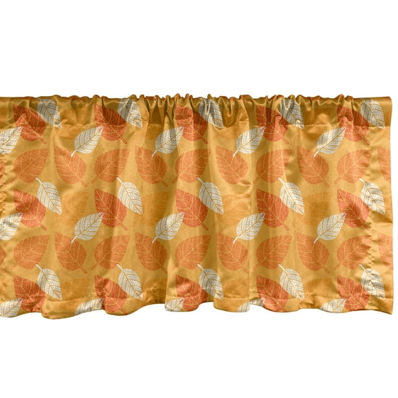 Ambesonne Burnt Orange Window Valance, Autumn Leaves Silhouettes Foliage Illustration Nature Theme, Curtain Valance for Kitchen Bedroom Decor with Rod Pocket, 54" X 12", Burnt Orange Orange
