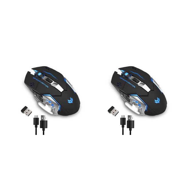 Bearachild Ratón inalámbrico Recargable Iluminación silenciosa 2400DPI Receptor de ratones mecánicos Suspender Home Travel Diseñado para Type1 NO1
