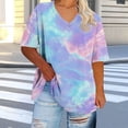 thumbnail image 3 of GERsome Plus Size Tops Womens V-Neck Summer Short Sleeve T-Shirts Loose Fit Basic Shirts Size 5XL, 3 of 6