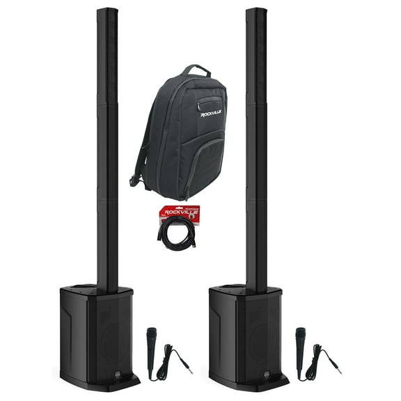 2) Gemini WPX-2000TOGO Rechargeable Line Array Speakers Subs Mics Backpack Cable